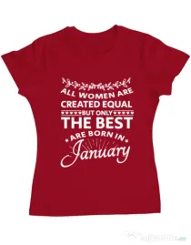 Tricou ADLER dama The best women are born in January Rosu