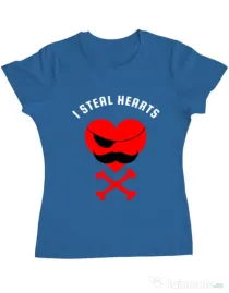 Tricou ADLER dama I steal hearts Albastru azuriu