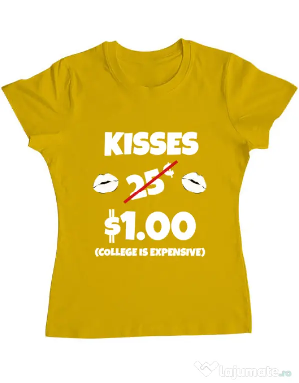 Tricou ADLER dama College is expensive Galben