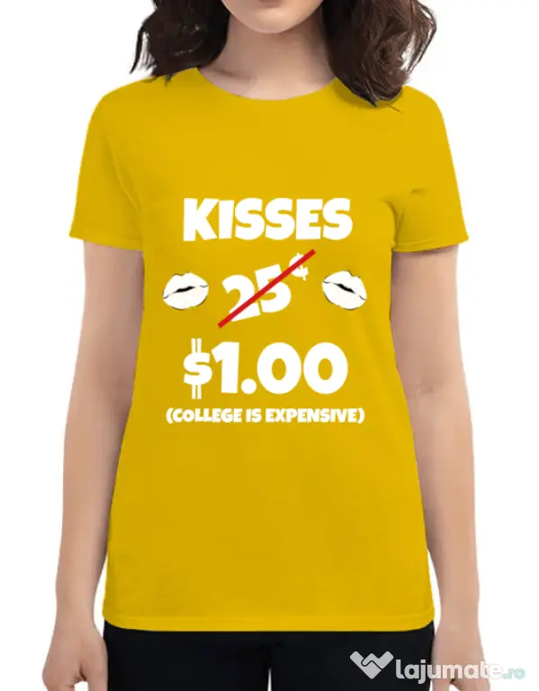 Tricou ADLER dama College is expensive Galben