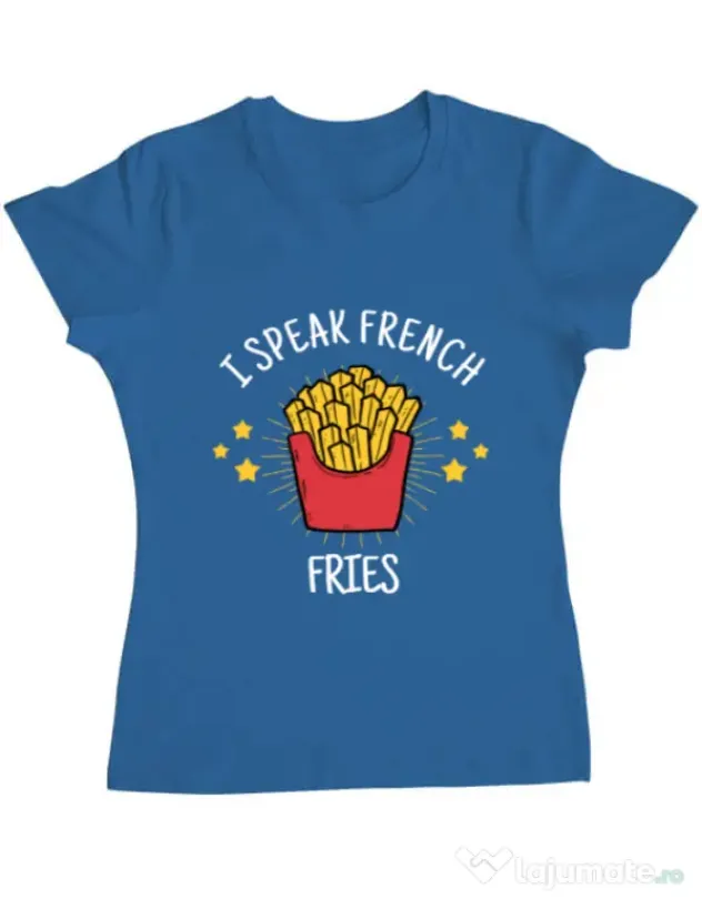 Tricou ADLER dama I speak french Albastru azuriu