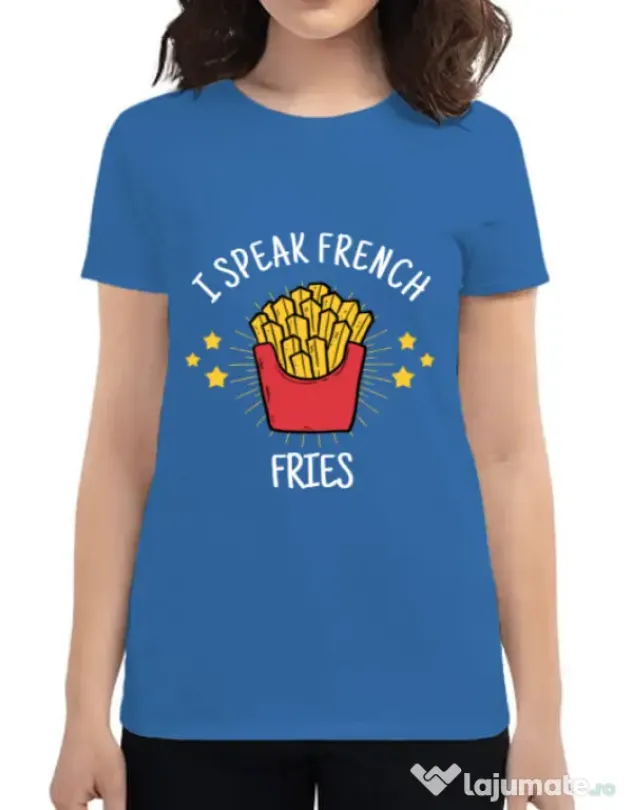 Tricou ADLER dama I speak french Albastru azuriu