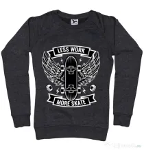 Bluza ADLER dama Less work more skate Negru melanj