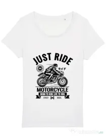 Tricou STANLEY STELLA dama Just ride Alb