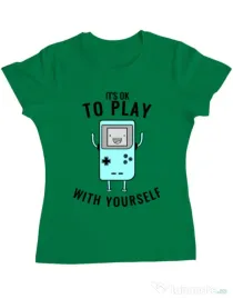 Tricou ADLER dama Playing with yourself Verde mediu