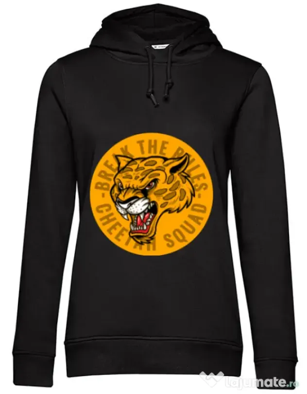Hoodie dama cu gluga Break the rules Negru