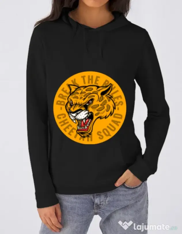 Hoodie dama cu gluga Break the rules Negru