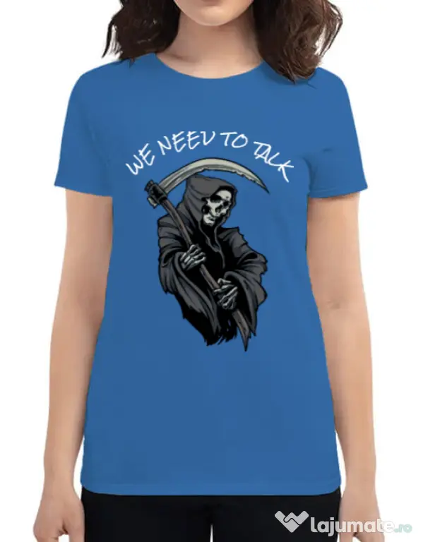 Tricou ADLER dama We need to talk Albastru azuriu