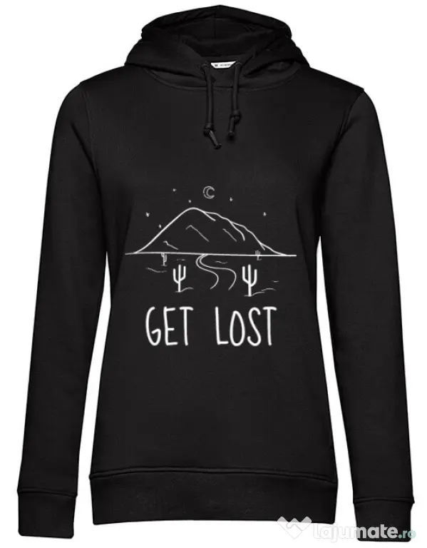 Hoodie dama cu gluga Get lost Negru
