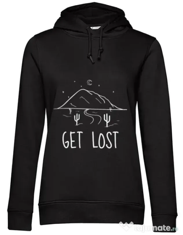 Hoodie dama cu gluga Get lost Negru