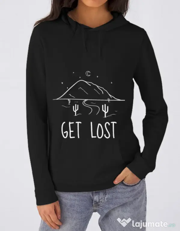 Hoodie dama cu gluga Get lost Negru