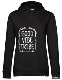 Hoodie dama cu gluga Good vibe tribe Negru