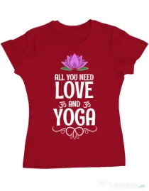 Tricou ADLER dama Love and yoga Rosu