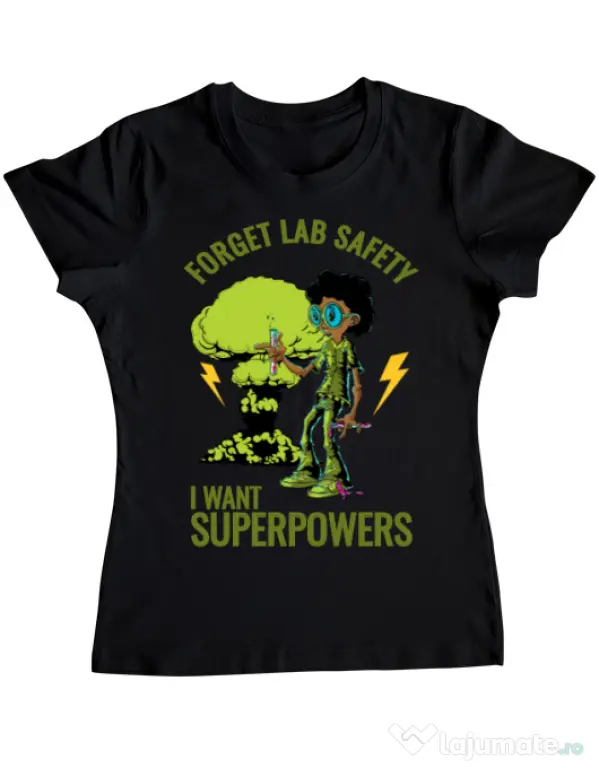 Tricou ADLER dama I want superpowers Negru