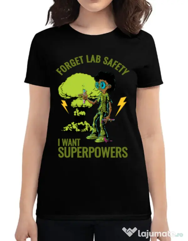Tricou ADLER dama I want superpowers Negru