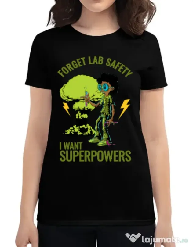 Tricou ADLER dama I want superpowers Negru