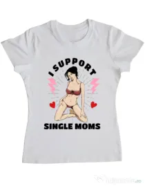 Tricou ADLER dama I Support Single Moms Alb