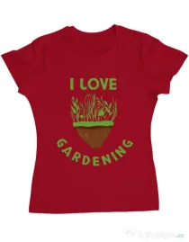 Tricou ADLER dama I love gardening Rosu