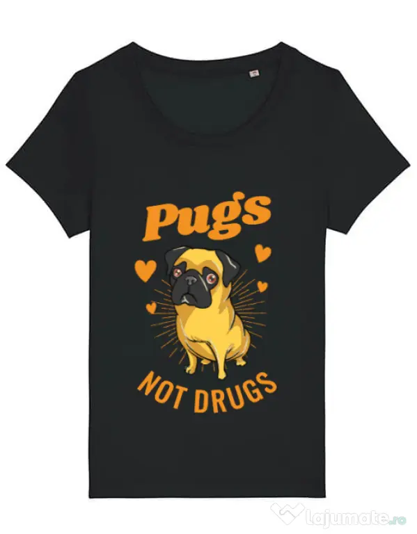 Tricou STANLEY STELLA dama Pugs not drugs Negru
