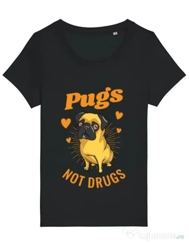 Tricou STANLEY STELLA dama Pugs not drugs Negru