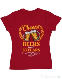 Tricou ADLER dama Birthday Cheers Rosu