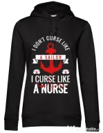Hoodie dama cu gluga Curse like a nurse Negru