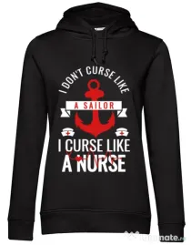 Hoodie dama cu gluga Curse like a nurse Negru