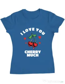 Tricou ADLER dama Love you cherry much Albastru azuriu