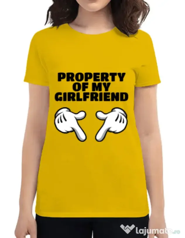 Tricou ADLER dama Property of my girlfriend Galben