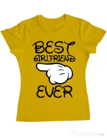 Tricou ADLER dama Best girlfriend ever Galben