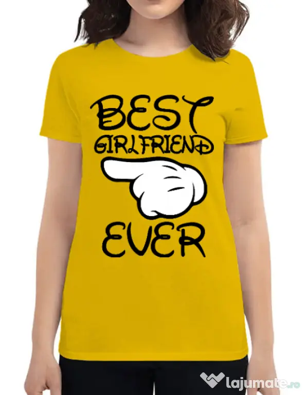 Tricou ADLER dama Best girlfriend ever Galben