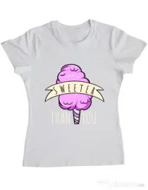 Tricou ADLER dama Sweeter than you Alb