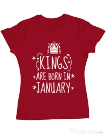 Tricou ADLER dama Kings are born in january Rosu