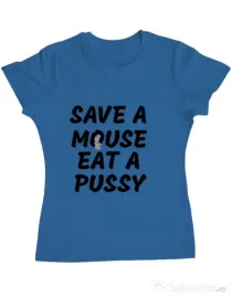 Tricou ADLER dama Save a mouse Albastru azuriu