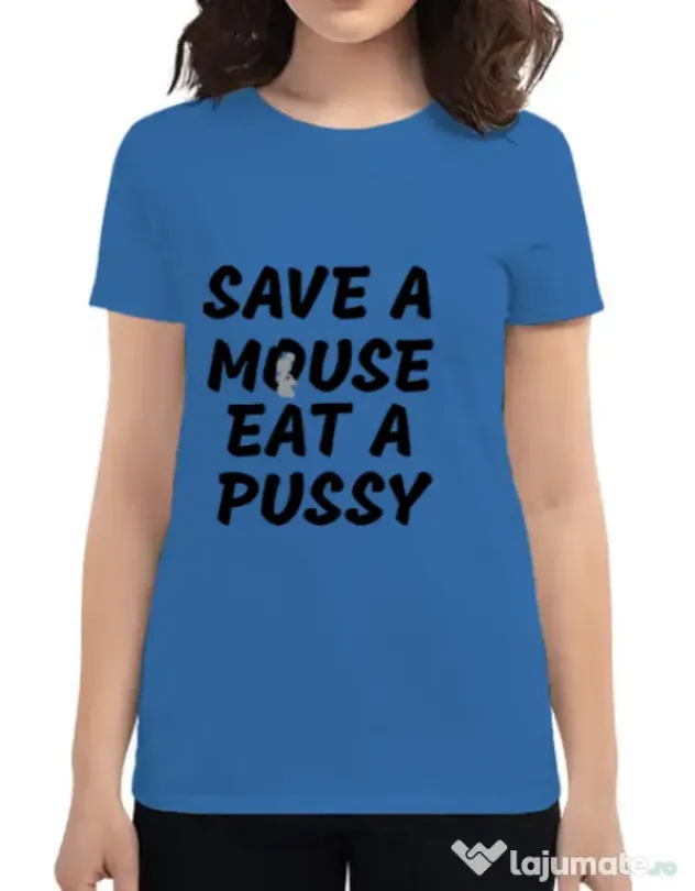 Tricou ADLER dama Save a mouse Albastru azuriu