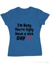 Tricou ADLER dama I am busy Albastru azuriu