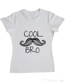 Tricou ADLER dama Cool moustache bro Alb