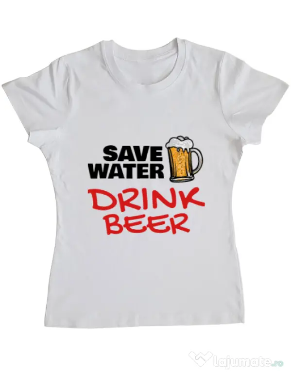Tricou ADLER dama Save water Alb