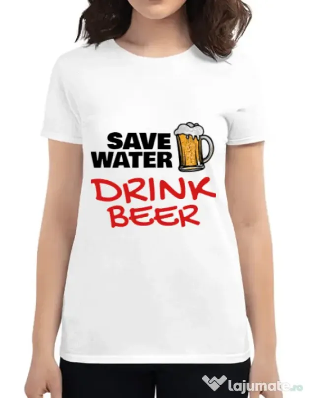 Tricou ADLER dama Save water Alb