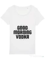 Tricou STANLEY STELLA dama Good morning vodka Alb