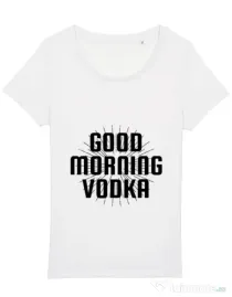 Tricou STANLEY STELLA dama Good morning vodka Alb