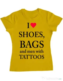 Tricou ADLER dama I love shoes Galben
