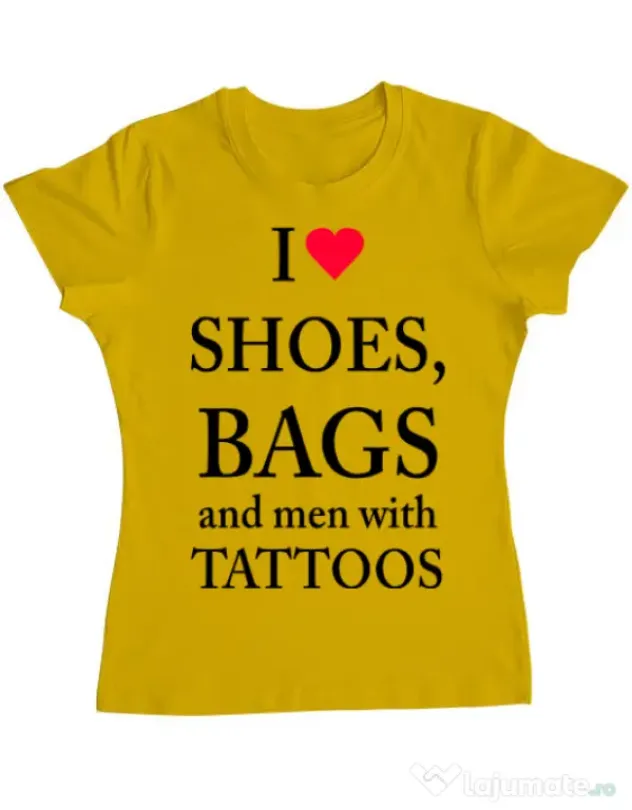 Tricou ADLER dama I love shoes Galben