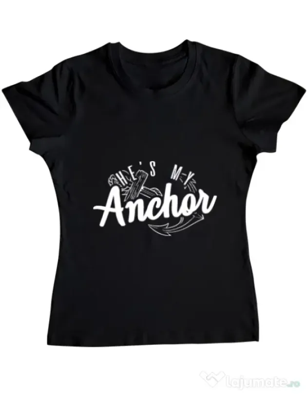 Tricou ADLER dama He s my anchor Negru