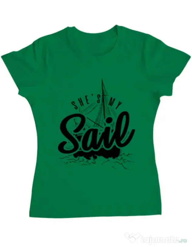 Tricou ADLER dama She s my sail Verde mediu