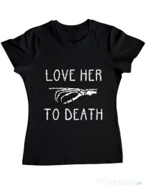 Tricou ADLER dama Love her to death Negru