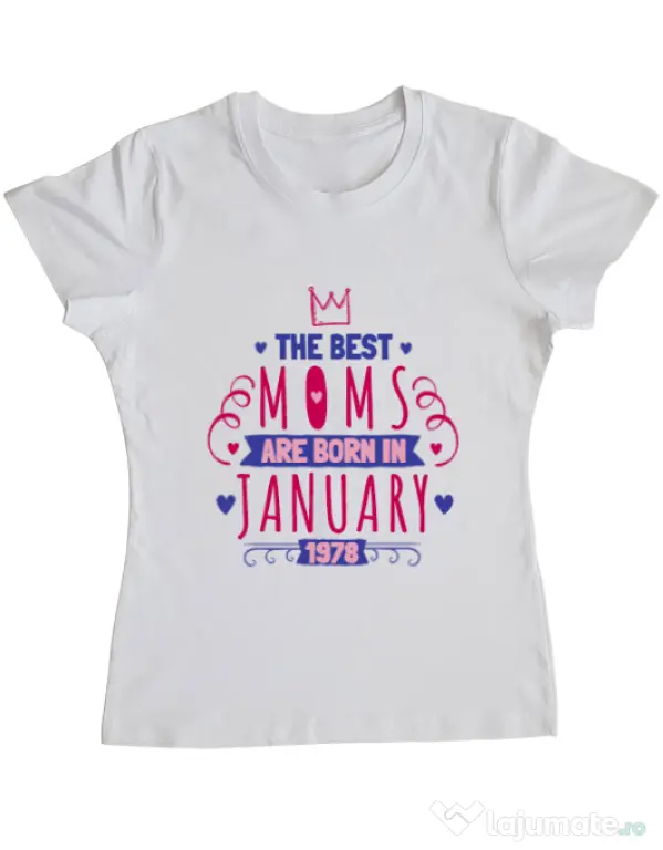 Tricou ADLER dama The best moms January Alb