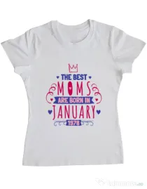 Tricou ADLER dama The best moms January Alb