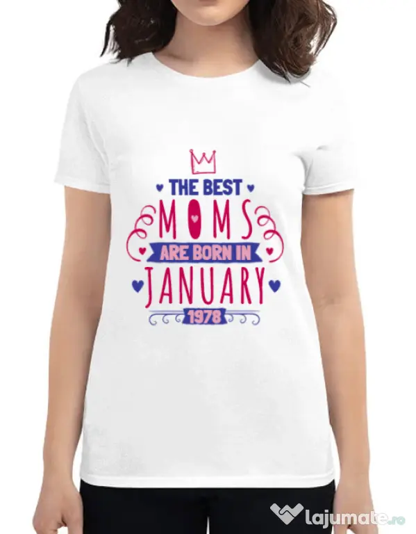 Tricou ADLER dama The best moms January Alb