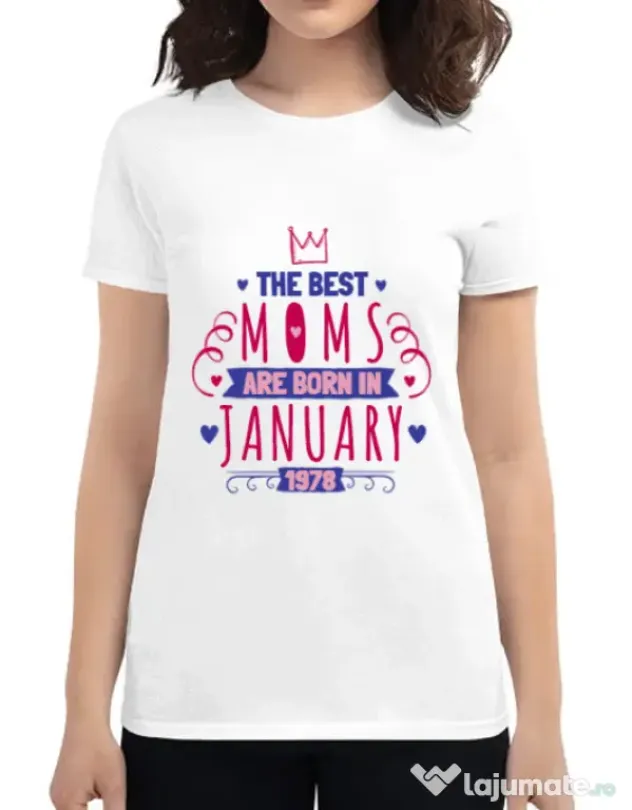 Tricou ADLER dama The best moms January Alb